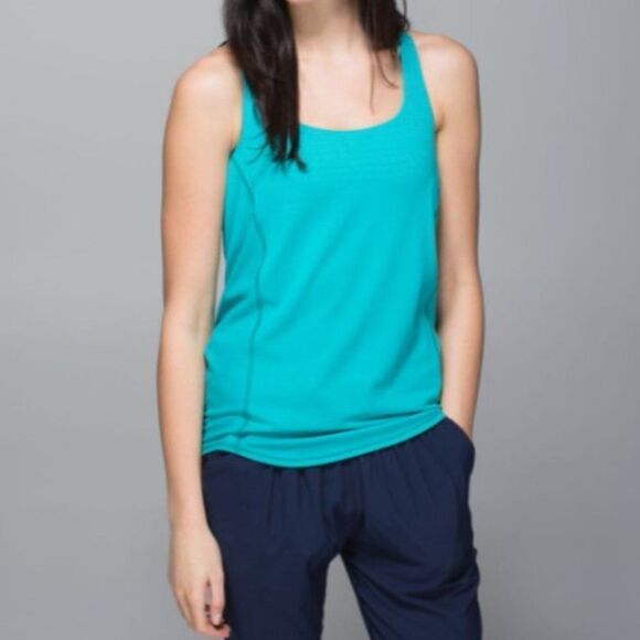 Lululemon Blue Tropics Parallel Stripe Wild  Tank Sz 4 - Picture 1 of 13